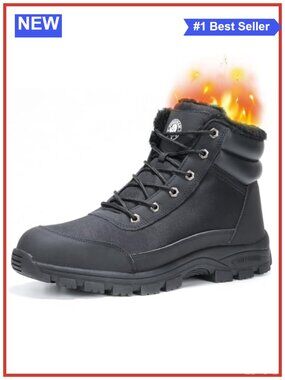 Winter Steel Toe Work Boots Fleece Lined Water Repellent Puncture Resistant
